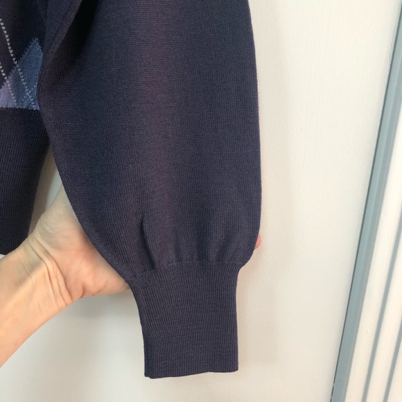 Vintage 80’s Jaeger merino blue argyle sweater beautiful condition UK size 38 - Picture 4 of 9